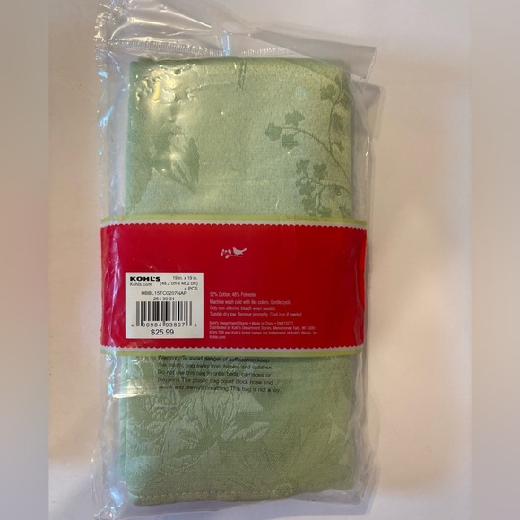Blossoms & Blooms mint green damask style cloth napkins 12 count NWT - Picture 3 of 4